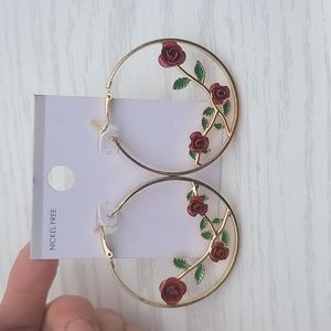 Rose hoop earrings